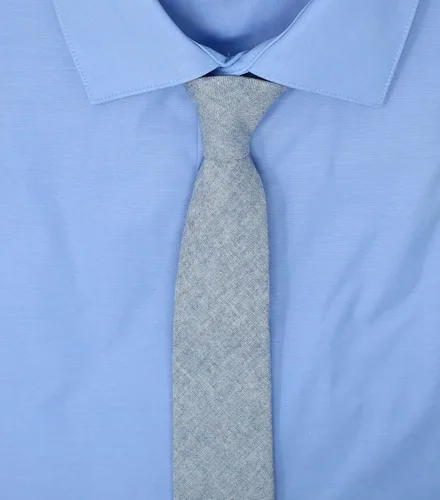 Vista 129 de Corbata delgada de algodón cambray para hombre, estilo desgastado texturizado - 2 1/2 pulgadas de ancho