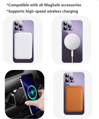 Vista 5 de Funda magnética para iPhone 12 Pro Max transparente compatible con MagSafe Funda protectora de lente de cámara integrada para iPhone 12 Pro Max
