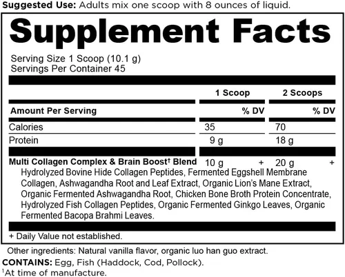 Vista 2 de Ancient Nutrition Polvo de péptidos de colágeno múltiple, refuerzo cerebral, 45 porciones + péptidos de colágeno en polvo, sin sabor, 45 porciones