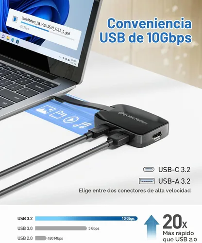 Vista 6 de Cable Matters Hub USB C 4 en 1, HDMI 4K a 60Hz, carga de 100 W