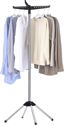Vista 16 de CASAMAYA Tendedero plegable para ropa de 74.8 pulgadas, 2 niveles, con riel giratorio para 54 piezas de ropa, ahorro de espacio, interior, acero