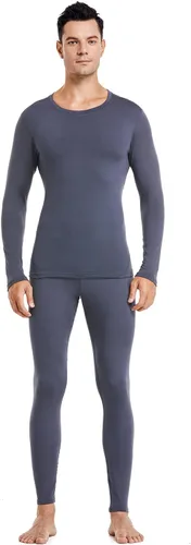 Vista 9 de PISIQI - Conjunto de ropa interior térmica para hombre, pantalones largos ultra suaves con forro polar, capa base, abrigado para invierno, adecuado