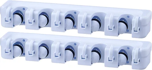 Vista 12 de Superio Soporte de pared para fregona y escoba (negro) Herramientas de limpieza Organizador de pared, 5 ranuras para estante y 6 ganchos