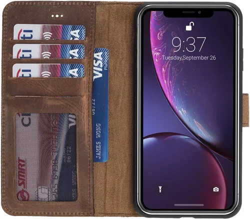 Vista 58 de HARDISTON Compatible con iPhone 7 Plus / 8 Plus Funda Cartera, Hecha a Mano de Cuero Genuino, Funda Magnética Desmontable con Tapa Abatible