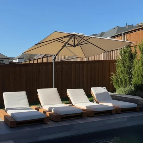Vista 26 de PURPLE LEAF Sombrilla de patio de 8 pies para exteriores, sombrilla voladiza cuadrada de aluminio con rotación de 360 grados para jardín, terraza