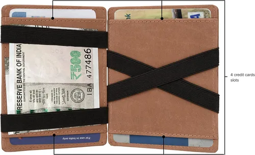 Vista 5 de Urban Forest Cartera mágica de cuero para hombre, Tabaco vintage, Casual