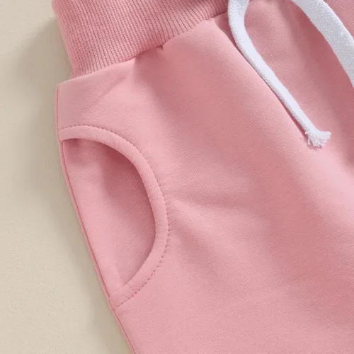 Vista 5 de Pantalones deportivos para bebé y niña, pantalones de harén sólidos, pantalones deportivos unisex con cordón en la cintura para otoño