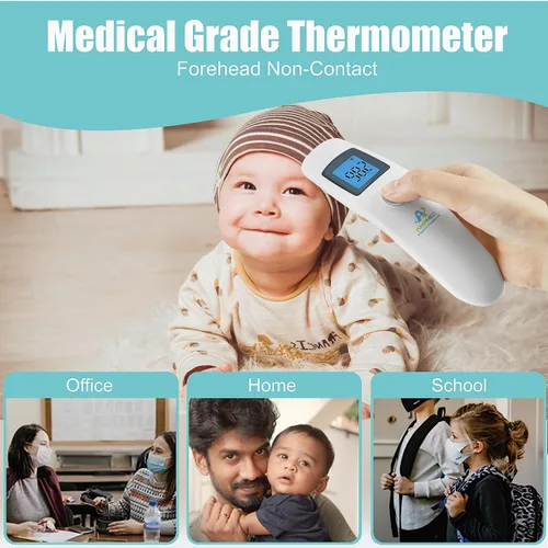 Vista 4 de Termómetro digital infrarrojo para la frente y la arteria temporal, sin contacto, de grado médico y hospitalario, con funda