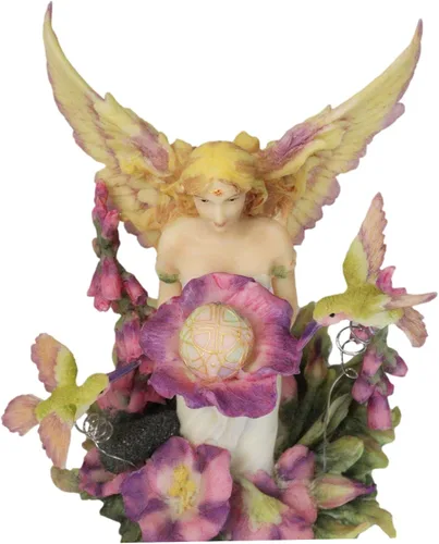 Vista 5 de Ebros Gift Jody Bergsma Faith Fairy Naiad - Estatua de flores moradas con colibríes, 5.75 pulgadas de alto, figura mágica de jardín de hadas