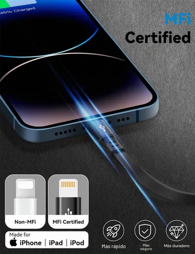 Vista 3 de MINLU Paquete de 2 cables USB tipo C a Lightning de 4 pies, cargador retráctil para iPhone de carga rápida para automóvil retráctil, cable USBC