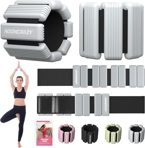 Vista 14 de Pilates - Pesas de tobillo y muñeca para mujer, juego de 2 pesas portátiles y fuertes para brazos y piernas (1 libra/2.2 libras cada una), pesas