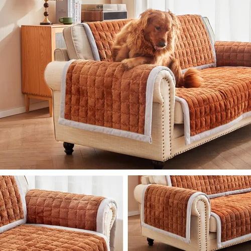 Vista 18 de Funda de sofá lavable para perros, alfombrilla antideslizante para gatos, manta para proteger los muebles, funda mullida para sofá de 3 cojines
