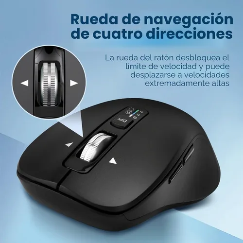 Vista 3 de CITLLA Mouse inalámbrico Bluetooth (USB + BT1 + BT2), tamaño completo, desplazamiento de 4 vías, mouse silencioso multidispositivo para computadora