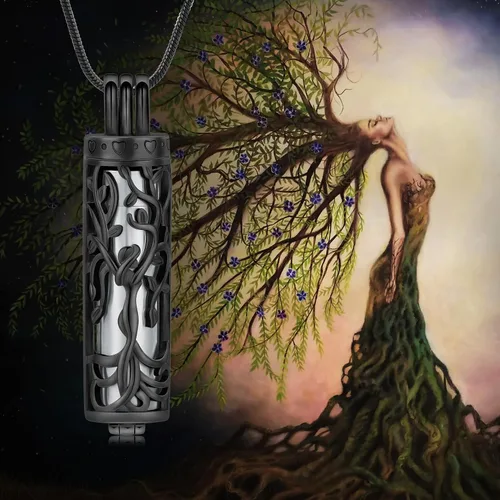 Vista 4 de Urn Necklace for Ashes with Hollow Vial Cylinder Cremation Jewelry for Ashes Tree of Life Memorial Jewelry Gifts for Women Ashes Necklace Lockets