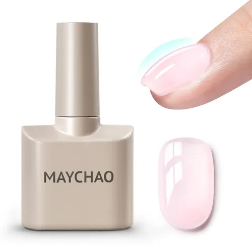 Vista 8 de MAYCHAO Gel constructor de uñas color rosa nude, fortalecedor de uñas de 0.5 onzas líquidas en una botella, gel duro para extensión de uñas, secado
