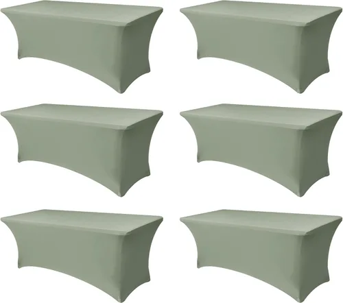 Vista 25 de Funda Elástica para Mesa para Mesas Rectangulares de 4 pies - Paquete de 8 Manteles de Spandex Azul Aguamarina con Elástico - Para Mesas Plegables