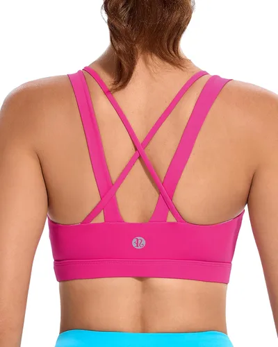 Vista 31 de RUNNING GIRL - Sujetadores deportivos para mujer, sujetadores deportivos con tiras acolchadas y espalda cruzada de apoyo medio con copas extraíbles