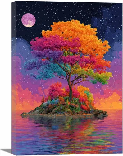 Vista 30 de VOCBAN Abstract Tree Landscape Painting On Canvas Poster Wall Artworks Pictures Living Room and Bedroom Picture Prints for Walls(blue blue 109