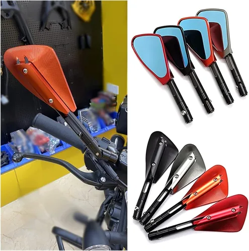 Vista 4 de Espejo retrovisor universal para motocicleta de 0.315 in y 0.394 in, espejo retrovisor lateral para Kawasaki Z750 Z800 Z900 Z900rs Z1000 (color rojo)