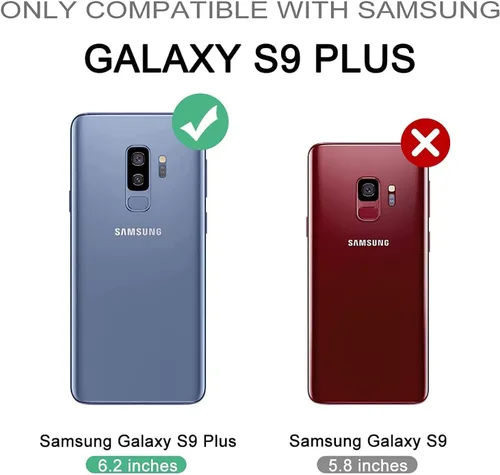 Vista 2 de Dexnor Funda para Samsung Galaxy S9+ Plus, [protector de pantalla y soporte integrados] Protección de grado militar resistente a prueba de golpes
