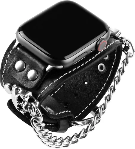 Vista 2 de Correa de cuero compatible con Apple Watch de 1.811 in 1.772 in 1.732 in 1.654 in 1.614 in 1.575 in 1.496 in 1.929 in iWatch Series