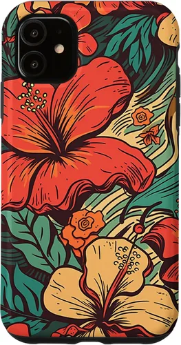 Vista 8 de iPhone 16 Vintage Hawaii Hibiscus Pattern Retro Tropical Hawaiian Case