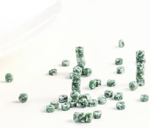 Vista 2 de Abalorios Espaciadores de Jade Natural Africano 4x2mm 38cm/str Redondos Planos Semipreciosos para Hacer Pulseras y Collares Jade africano