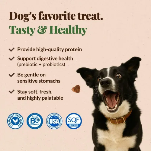 Vista 2 de Get Naked Biteables - Golosinas suaves diarias para perros para la salud digestiva, hechas con harina de pollo real y arroz para una fácil