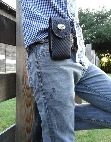 Vista 7 de West Star - Funda de cuero universal para teléfono celular con trabilla para cinturón, cierre magnético, 6 x 3 pulgadas, oración 342D BR
