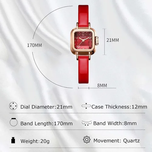 Vista 4 de RORIOS Reloj de cuarzo analógico de moda para mujer, reloj de cuarzo simple, impermeable, reloj de vestir cuadrado, reloj de pulsera con esfera