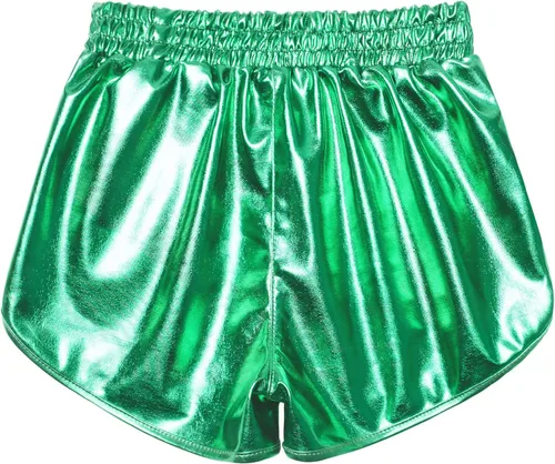 Vista 2 de Perfashion Pantalones cortos metálicos para niñas, pantalones y gafas de sol brillantes para fiestas