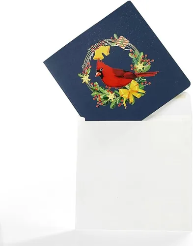 Vista 7 de CUTPOPUP - Tarjeta de felicitación con diseño de cardenal, Feliz Navidad, Navidad 3D, Año Nuevo, tarjeta de felicitación (cesta de cardenal)