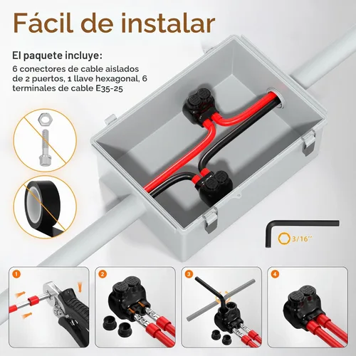 Vista 5 de Joinfworld Conector de Derivación Múltiple Aislado de 2 Puertos 1/0-14 AWG Conectores de Cable de Aluminio a Cobre Conectores de Cable Eléctrico