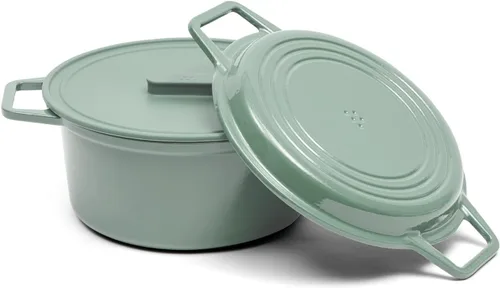 Vista 8 de Misen Horno holandés de hierro fundido esmaltado de 5.5 cuartos de galón, revestimiento de esmalte resistente a las astillas, núcleo de hierro