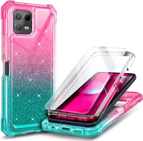 Vista 17 de NZND Funda para T-Mobile REVVL 6 5G / REVVL 6X 5G con [Protector de Pantalla Incorporado], Funda Bumper Protectora Rugosa Resistente a Golpes