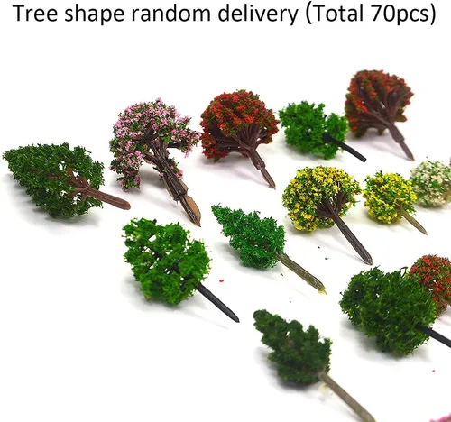 Vista 5 de 70 piezas de árboles falsos en miniatura mixtos para maquetas de trenes en miniatura Paisaje artificial para juegos de guerra Maquetas de árboles
