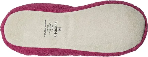 Vista 2 de Isotoner - Pantuflas de microfibra con patrón de chevrón para mujer con suela de ante y absorción de humedad para mayor comodidad