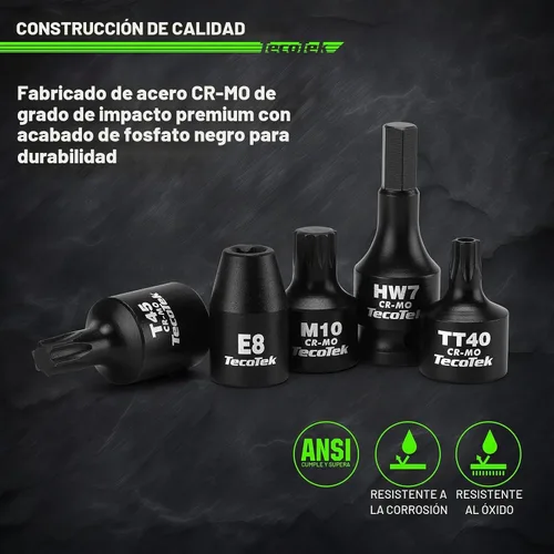 Vista 5 de TecoTek Juego de 84 piezas de 3/8 pulgadas Drive Master Hex Bit Impact Socket Set, Impact Allen Bit Socket Set, Star Bits, Stubby Bits, estrella a