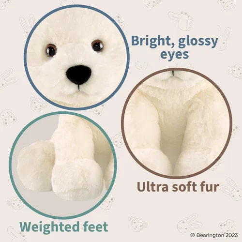 Vista 3 de Bearington Everest The Polar Bear - Peluche suave de 10.5 pulgadas con pelo blanco esponjoso, adorable peluche de oso polar para niños y bebés