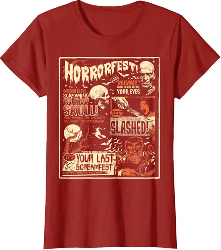 Vista 53 de Vintage Horrorfest Movie Poster Terror Old Time Halloween Camiseta S Negro