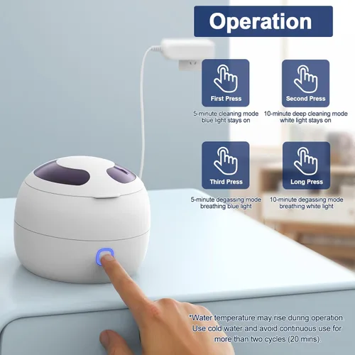 Vista 7 de Máquina limpiadora ultrasónica de retenedores 2025 – Limpiador de dentaduras postizas de 45 kHz para protectores nocturnos y bucales – Limpiador