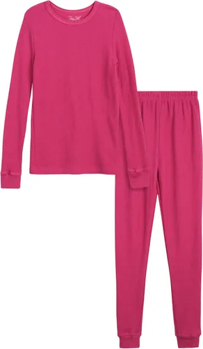 Vista 12 de Rene Rofe Girls' Thermal Underwear Set - 2 Piece Waffle Knit Top and Long Johns (2T-16)