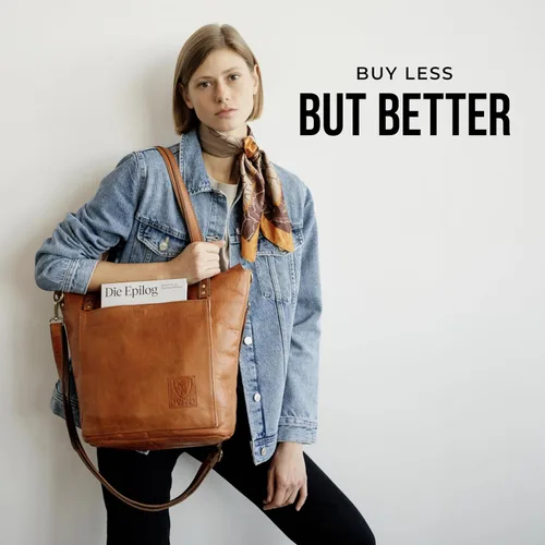 Vista 9 de BERLINER BAGS Bolso tote vintage de cuero genuino Verona, bolso de mano, comprador grande, bolsa de trabajo para mujer