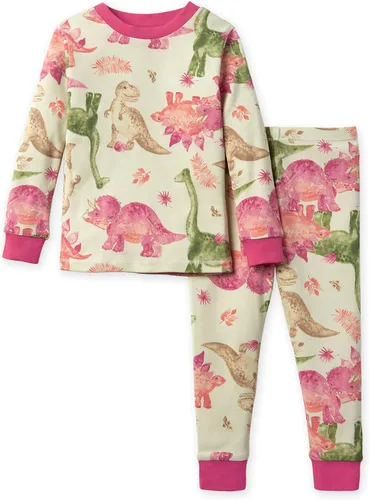 Vista 29 de Burt's Bees Baby Pijama de algodón orgánico para niñas, conjunto de pijama 100% algodón para niños pequeños y niños, tela suave y elástica Trébol