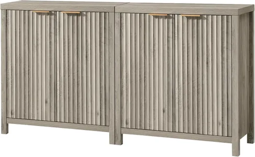Vista 10 de OAKHAM HOME Oxford Storage Cabinet Fluted Sideboard Buffet with Adjustable Shelves Modern Accent Console Credenza for Hallway, Living Room, Entryway