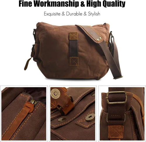 Vista 6 de Bolso de mensajero vintage de 14 pulgadas para laptop de hombre y mujer