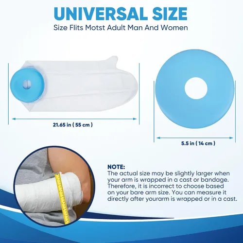 Vista 2 de Funda impermeable para brazo de fundición para adultos, protector de brazo de ducha, bolsa de ducha, mantiene las heridas secas, protector