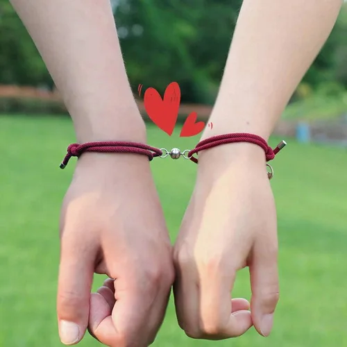 Vista 3 de Long tiantian 24 pulseras magnéticas para parejas, atracción mutua, amistad, cuerda a juego, regalos para él y sus mejores amigos, Cuerda trenzada