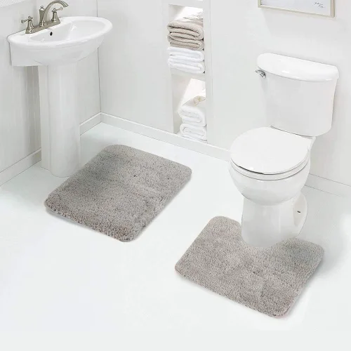 Vista 16 de Walensee - Juego de tapete antideslizante para baño, mullido, de suave microfibra, absorbente de agua, lavable a máquina, alfombra de felpa gruesa