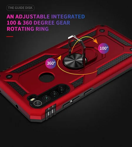 Vista 2 de YaHan Funda para Xiaomi Redmi Note 8, anillo giratorio de 360 grados, soporte híbrido, resistente, de doble capa, a prueba de golpes, con protector